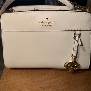 kate spade White Leather Satchel with Gold Hardware